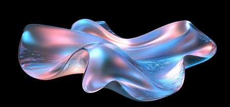 3D render, an abstract fluid twisted shape on a black background. A modern futuristic design with blue and pink color waves. A futuristic technology concept. --ar 32:15 --v 6.1 Job ID: 66dd525f-355d-466a-b841-5225c15b4f6cの素材