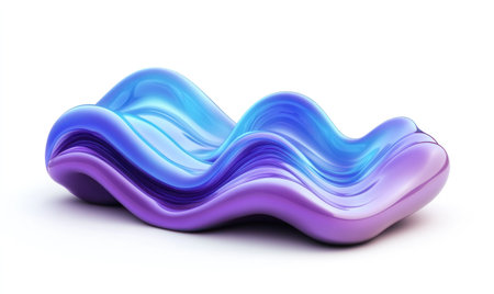 3D render of an abstract fluid shape with wavy lines in a purple and blue gradient on an isolated background, in the style of Cinema4D rendering. --ar 5:3 --v 6.1 Job ID: bdef5873-620b-4562-bec1-4c0200db0700の素材