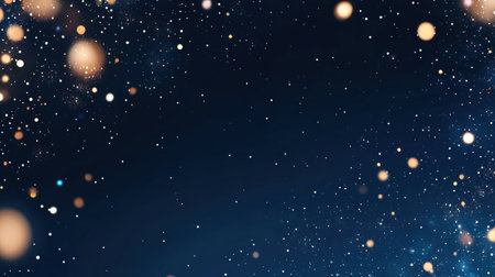 A dark blue background with white bokeh lights and fireworks in the corner, creating an elegant atmosphere for event banners or party promotional materials. The fireworks add excitement to the design while maintaining elegance through their bright colors against the deep navy backdrop. This combination creates a captivating visual experience that is perfect as you give your audience something to look at on New Year's Eve. --chaos 30 --ar 16:9 --v 6.1 Job ID: 482d4101-1916-44f0-8467-c12da09d016fの素材