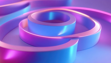 3D render, abstract background with colorful spiral lines and curves in blue, purple, and pink colors. --ar 53:30 --v 6.1 Job ID: 345c1fa8-4ece-4f7a-a6d6-790232165502の素材