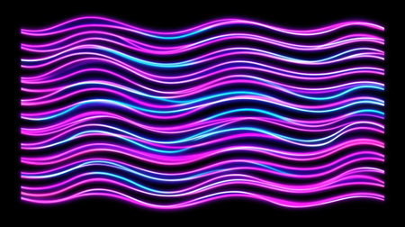 A wavy neon line with a colorful glow, set against a black background. The lines have an elegant and fluid design, creating a sense of movement and depth in the digital space. This gradient vector illustration is perfect for showcasing sound waves or other visual elements that need to be rendered in a modern style. It's a great choice if you're looking for vibrant colors and dynamic shapes. --chaos 30 --ar 16:9 --v 6.1 Job ID: 081355cc-6dbb-4cbe-a2e9-a890815b1354の素材