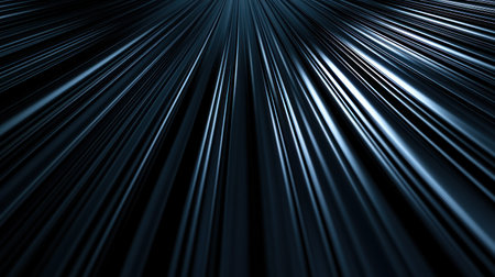 3D render of a dark gray curved surface with vertical lines, low-angle view, close-up, minimalist background, monochrome color scheme, metallic texture, geometric pattern, sleek design, modern aesthetic, high resolution. --chaos 30 --ar 16:9 --v 6.1 Job ID: e5486a93-77cc-4991-b515-40a777b1f45fの素材