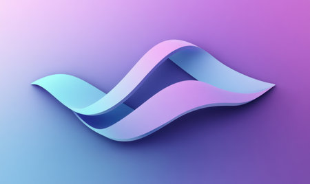 3D render of an abstract shape with wavy lines, a purple and blue gradient background, and a simple, minimalistic design. --ar 5:3 --v 6.1 Job ID: c9fcdd95-2581-42fb-a1a5-6789fb62110bの素材