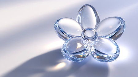 3D render of a shiny, blue abstract shape with petals made from glass on a white background. --chaos 30 --ar 16:9 --v 6.1 Job ID: e01a7c68-d1f8-4ce9-8225-81347f00273eの素材