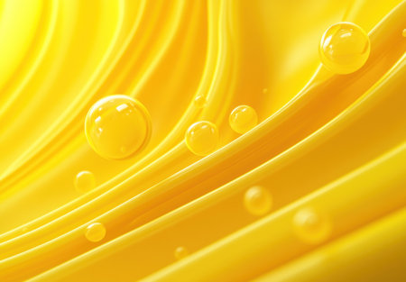3D rendering of a yellow abstract background with lines and spheres. The background is suitable for a presentation, cover design, or social media post. The background features yellow tubes. Vector illustration. 8K resolution, ultra-detailed, masterpiece, best quality, high definition. --ar 22:15 --v 6.1 Job ID: 03aa7fbd-c40e-481a-ba32-60e83ecbcb8dの素材