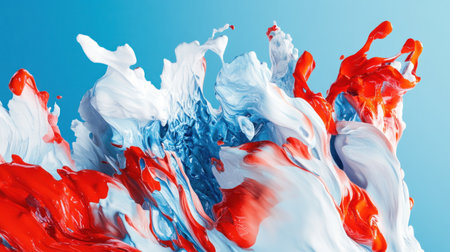 3D render of colorful, wavy liquid on a blue background. --chaos 30 --ar 16:9 --v 6.1 Job ID: 994d2fe5-5ce0-4378-aa48-5073799e459fの素材