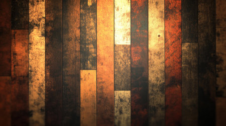 A seamless pattern of aged wooden planks with weathered textures, creating an old-world feel for rustic designs. The background is rich in warm tones and subtle grunge effects to evoke the feeling of a vintage barn wall. This design perfectly showcases wood grain patterns with visible age cracks, providing multiple views from different angles. It's perfect as a texture or backdrop for projects that need antique-style wooden elements. --chaos 30 --ar 16:9 --v 6.1 Job ID: cc39e847-42ed-42de-a31b-c0d2c386ee42の素材