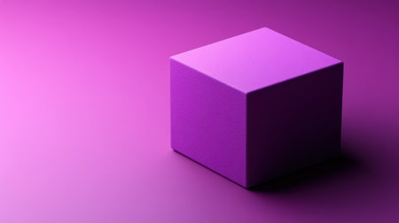 A simple and minimalistic purple cube icon, rendered in an isometric perspective against a purple background. The image appears to be a 3D render, likely created using Octane Render or Blender. --chaos 30 --ar 16:9 --v 6.1 Job ID: 0ea37836-b031-482b-91f9-1a78ffabbc63の素材