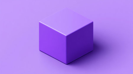 A simple and minimalistic purple cube icon, rendered in an isometric perspective against a purple background. The image appears to be a 3D render, likely created using Octane Render or Blender. --chaos 30 --ar 16:9 --v 6.1 Job ID: 0ea37836-b031-482b-91f9-1a78ffabbc63の素材