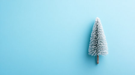 Christmas tree with snow on a light blue background, concept with copy space, snowing, banner for web design and social media posts, poster or card template, copy space, banner, banner, flat lay, wide-angle lens, wide shot, shot from above, shot taken with a Canon EOS camera. --chaos 30 --ar 16:9 --v 6.1 Job ID: 6c2ae06a-58d0-435f-85b4-db2d16075e87の素材