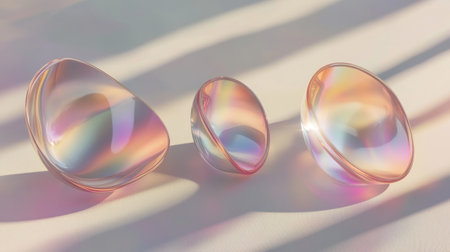 3D render of colorful iridescent abstract shapes on a white background. --chaos 30 --ar 16:9 --v 6.1 Job ID: 6129e245-7d28-42dc-a615-aca1973ae9c8の素材