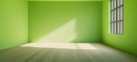 3D rendering of an empty studio space with a gradient green color background for product display, presentation design, and vector illustration. Minimal studio room background for mockup, copy text area, and banner template. --ar 11:5 --v 6.1 Job ID: 0ca468b2-c035-4427-992d-eb0af9d4d928の素材