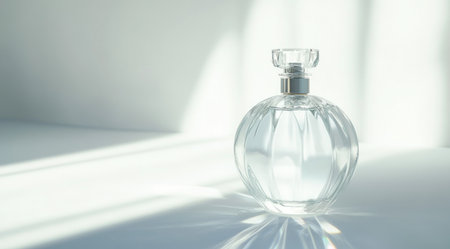 3D rendering of a clear glass perfume bottle on a white background, with soft lighting, high-resolution photography, high detail, realism, cinematic quality, bright natural light, high quality, high sharpness, hyper-realistic, sharp focus, and a close-up shot. --ar 128:71 --v 6.1 Job ID: 7316b711-8166-4125-868c-8dd3c338e6cfの素材
