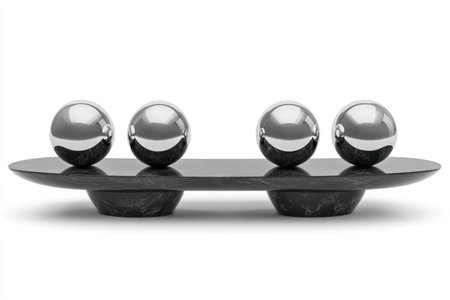 3D illustration of a balance concept with silver balls on a beam, isolated on a white background, high-resolution photography. --ar 3:2 --v 6.1 Job ID: 4f085c38-860c-426d-b20a-b8b3e3cd07deの素材
