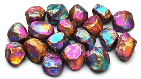 Abstract iridescent shapes on a white background, creating an otherworldly and futuristic visual experience. The colors glow with vibrant hues of blue, purple, green, pink, and orange, giving the impression that they dance across the surface like liquid metal. This design is perfect for creative branding or as an eye-catching banner. This is an ultra-realistic photograph captured using a Sony Alpha A7 III camera, or a high-resolution 3D rendering created using Octane Render. --chaos 30 --ar 16:9 --v 6.1 Job ID: a44738fe-a430-4ad4-bebf-8d56f9653fceの素材