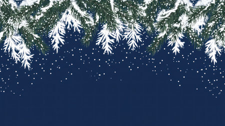 A blue background with white snowflakes along the top edge, creating an elegant and festive atmosphere for Christmas or winter themes. The design is simple yet visually appealing, perfect as a banner or poster backdrop. It's a great choice if you need to convey feelings of holiday joy and cool weather. --chaos 30 --ar 16:9 --v 6.1 Job ID: 25d2fc83-3dfa-4efa-98a2-76f188d39262の素材