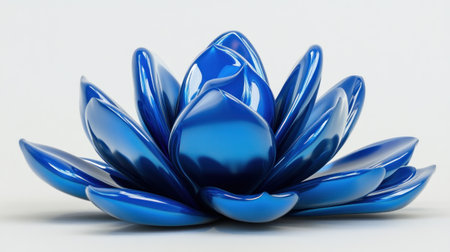 3D render of a shiny, blue abstract shape with petals made from glass on a white background. --chaos 30 --ar 16:9 --v 6.1 Job ID: e01a7c68-d1f8-4ce9-8225-81347f00273eの素材