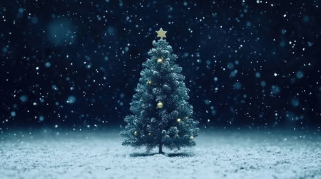 Christmas tree with decorations on a dark blue background with bokeh lights, a wide web poster template design. Christmas and New Year concept. Banner with copy space for text. Stock photo with 2/3 space for text. --chaos 30 --ar 16:9 --v 6.1 Job ID: b94b80e4-10bc-45c9-8a02-8a23f7a05404の素材