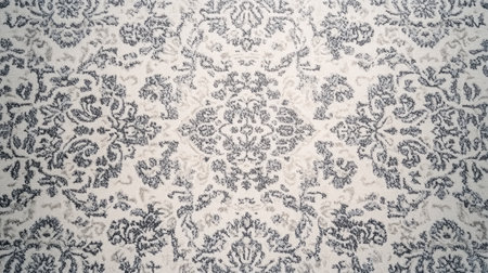 A soft, dreamy pattern of delicate blue and gray lace-like designs on the surface of an antique rug, with subtle floral motifs interwoven into it. The background is a gentle gradient from light to dark blue, creating a sense of depth that complements the intricate patterns. This design would be perfect for adding elegance without overwhelming a space. --chaos 30 --ar 16:9 --v 6.1 Job ID: 4e0b59b6-c1bb-4c18-8123-d1064ae08faeの素材