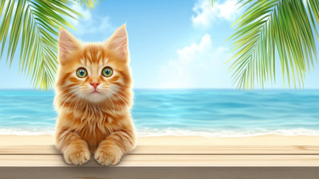 A tropical beach with wooden planks and palm leaves, sunlight shining on the sand, blue sea in the background, bright sunny day, bokeh effect, banner design. --chaos 30 --ar 16:9 --v 6.1 Job ID: 014cf9b2-7157-4bf1-a491-5b911e3337afの素材