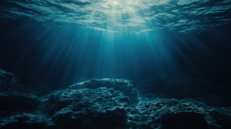 A deep blue ocean with coral reefs and colorful fish, showcasing the beauty of underwater life. The water is clear and shimmering as sunlight filters through it, creating an enchanting scene for those who love marine creatures. --chaos 30 --ar 16:9 --v 6.1 Job ID: 2b86a842-b220-4e44-a816-602cbb83b5a8の素材