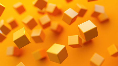 Yellow cubes flying on a yellow background, with motion blur, in a minimalistic style, with a flat design, 3D rendering, in the style of cinema4D, in a cartoon style, with low-poly elements, using simple shapes, with an orange gradient, in high resolution. --chaos 30 --ar 16:9 --v 6.1 Job ID: 089832d2-636a-4995-a1a2-0d03e8ceb6c0の素材