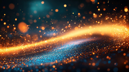 A glowing golden trail of glittering stars against a blue background, creating an enchanting and festive atmosphere for a Christmas or New Year's celebration banner design. The starry magic is perfect as a holiday greeting card template with copy space. --chaos 30 --ar 16:9 --v 6.1 Job ID: 527677d0-a873-40b2-a3b9-3d787c629debの素材