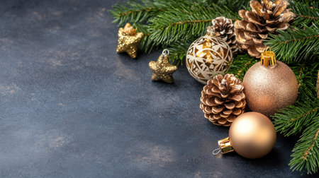 New Year banner with fireworks on a dark blue background, with space for text. This image represents the concept of a New Year celebration. The photo was taken with an EOS R5 camera, using an F2 aperture, ISO 100, and a 74mm lens. --chaos 30 --ar 16:9 --v 6.1 Job ID: 115751d9-f4ee-4c46-a464-4e7290f09781の素材