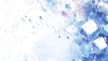 Ice cubes and water splash on a white background, detailed illustration, very sharp focus, high-resolution digital art in the style of Krenz Cushart and Tom Bagshaw, DnD book cover design, blue colors, white background, transparent PNG layer with white background, PNG file. --chaos 30 --ar 16:9 --v 6.1 Job ID: db217e7e-6f94-4096-b625-4336ba2d8fccの素材