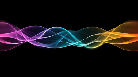 Iridescent holographic fluid waves on a black background, 3D render, colorful gradient. --chaos 30 --ar 16:9 --v 6.1 Job ID: 6b68898e-4aaa-4d06-acbe-7251210e143eの素材