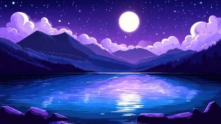 The bright moon shines on the dark sea, with white clouds floating in the sky and shimmering ripples of light reflected in the crystal-clear water. The entire scene is filled with mystery and tranquility, creating an atmosphere full of romance and fantasy. [In the style of Ukiyo-e] --chaos 30 --ar 16:9 --v 6.1 Job ID: 1ea96eec-cebd-45d1-bf59-6dbfe4ced1f9の素材