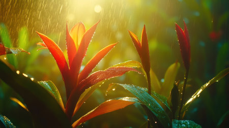 Spring rain, heavy and strong rain falling from an umbrella in the garden, blurred background, copy space concept. Stock photo with space for text. --chaos 30 --ar 16:9 --v 6.1 Job ID: 7aca48a1-325a-4ff3-9b3d-2bd8bc9f555cの素材