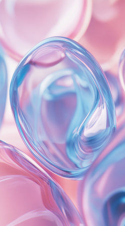 Close-up of glass shapes in pastel pink and blue, abstract background, macro photography, hyper-realistic, seamless style, soft lighting, close-up, focus on the delicate textures of glossy surfaces, harmonious color palette. --ar 71:128 --v 6.1 Job ID: 380501d5-854c-4622-998c-024d1b220e0dの素材