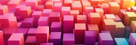Colorful background with colorful cubes in a seamless pattern. Background of rainbow-colored blocks. Abstract geometric wallpaper. Color block wall art. 3D rendering illustration, no blur, no depth effect, super resolution, high definition. --ar 3:1 --v 6.1 Job ID: c2f9fcbd-1418-4d34-a3d9-feca78b9b0aeの素材
