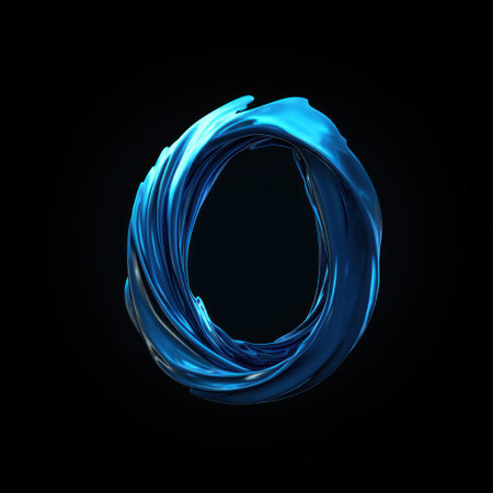 A water splash forming the shape of an O in blue on a black background. --v 6.1 Job ID: e04a0148-4d73-40f0-9f7c-ec0232e8431aの素材