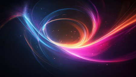 Abstract background with colorful light streaks and glowing lines in the shape of a tunnel or spaceship for a futuristic technology concept, digital design vector illustration. Abstract background with colorful light streaks and glowing lines in the pink, blue, purple, red, yellow, and black and white colors for a futuristic technology concept, digital design vector illustration. Abstract futuristic background with neon lights, speed motion, 3D render. --ar 53:30 --v 6.1 Job ID: 553f9e7d-f3de-49e2-b0cb-73ac96bddb4cの素材