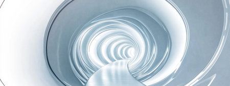 Abstract white background with spiral shapes, a minimalist design for a technology or architecture concept. Abstract 3D rendering of a modern architectural tunnel with white lines and swirls. --ar 8:3 --v 6.1 Job ID: 5bb28bba-4438-47b4-a593-fb56d995a75fの素材