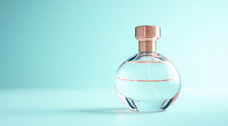 Minimalist style, simple background, clean and bright light blue background, a glass perfume bottle with rose gold cap, front view, close-up of the bottom half of the body, product photography, high-definition details, high resolution, high-quality image, high-end texture, high detail, high gloss, high reflection, no shadows. --ar 128:71 --v 6.1 Job ID: c1c9afa3-ffe8-42ce-9651-03b88b56667fの素材
