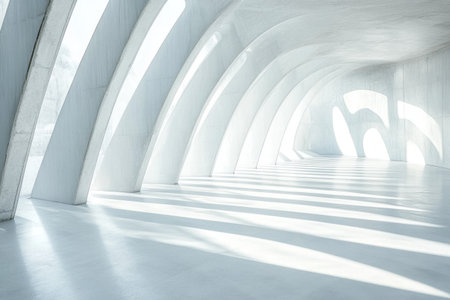 Abstract white background with curved lines and shadows, a futuristic architectural concept. --ar 3:2 --v 6.1 Job ID: 36319ccd-b74d-41d1-b10e-df383361f9a7の素材