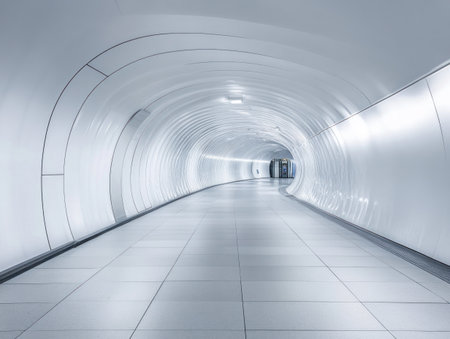 A white, futuristic corridor with a high-resolution, white background photography. --ar 4:3 --v 6.1 Job ID: eb934b63-5988-48ec-a7b2-9fadff733027の素材