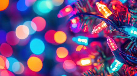 Abstract background with glowing lights and glitter, festive decoration for Christmas or other events. Colorful light bokeh on a blue and purple background. Vector illustration of a party banner template. Copy space, high quality, ominous, highly detailed, sharp focus, hyper-realistic. --chaos 30 --ar 16:9 --v 6.1 Job ID: 8920ea88-553b-4103-8d8c-a987a956d690の素材