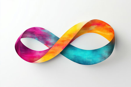 A colorful, flowing ribbon-like design on a white background, representing creativity and fluidity in AI technology. The ribbon is made of vibrant colors like teal, magenta, orange, and yellow, symbolizing energy and innovation. It forms an abstract shape that conveys the idea of being centered around user experience, providing innovative solutions for diverse challenges in various fields such as medical care, business, and art. --ar 3:2 --v 6.1 Job ID: 17e1b02d-0cdf-4ce8-a220-b467ed7cbbd3の素材