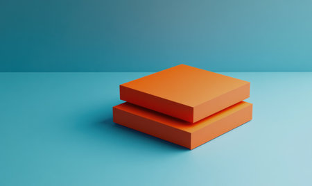 3D render of two square business cards stacked on top of each other, simple blue background, minimalistic style, high resolution. --ar 5:3 --v 6.1 Job ID: 430e66e7-78c4-4621-bc77-d40f571fd0efの素材