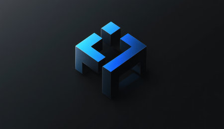 A minimalist logo design featuring floating blue squares on a solid background, in an isometric view, with a 3D rendering and high resolution, highly detailed. --ar 26:15 --v 6.1 Job ID: 1c1389e0-ead0-45b5-8ecf-e3bb4f2b9127の素材