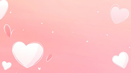 A pink background with white hearts, a Valentine's Day theme, a pink and light red gradient, a simple design, a vector illustration style, a flat illustration, white space at the top of the screen, a love concept, Valentine's Day decoration, cute, romantic, high resolution, high detail, high quality. --chaos 30 --ar 16:9 --v 6.1 Job ID: d81dd6c1-aaf0-4ef1-a697-ff9a7c021283の素材