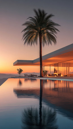 A Joshua Tree house in the middle of an infinity pool, modern architecture, architectural photography, ArchDaily, architectural photography, photorealistic, volumetric lighting, shot with a Sony Alpha A7 III camera, natural lighting, soft shadow casting, depth of field, bokeh, subtle gradient color grading, hyper-realistic. --ar 73:128 --v 6.1 Job ID: bfc76985-e5ce-48d2-8350-dd356a3c5e3fの素材