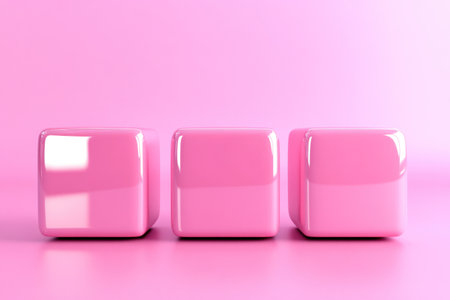 3D rendering of three pink cubes on a pastel background. A minimal geometric platform for product presentation, showcase, and display design element. --ar 3:2 --v 6.1 Job ID: 4ccafd69-a9df-4ef5-b6bf-9efcf5024a96の素材