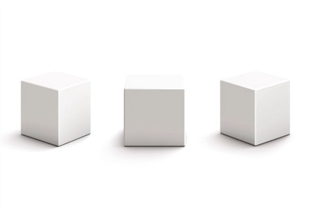 3 white minimalist cube pedestals on the right side of the image, white background, soft lighting and shadow, minimalism, 2D vector graphics, simple shapes, clean lines, no shadows, high resolution, high quality, high detail. --ar 3:2 --v 6.1 Job ID: 3e0a32b0-4097-49f0-adcb-b489c5f49446の素材