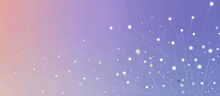 Abstract composition with gradient background and dispersed white spheres with connected linesの素材