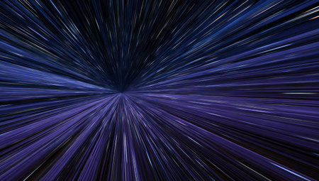 A vibrant, abstract digital art piece with a dynamic perspective of converging linesの素材